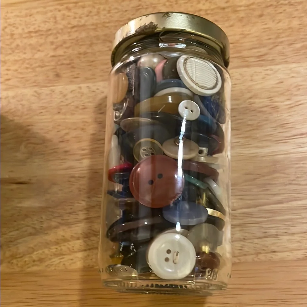 2 Glass Jars with vintage Assorted Buttons
